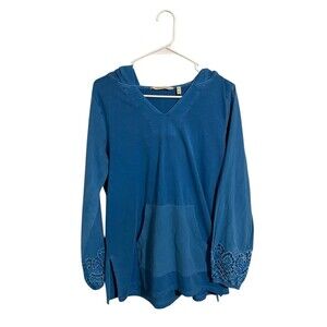 Soft Surroundings Hooded Tunic Women’s Size Small Blue Long Sleeve